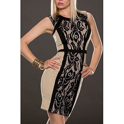 Bodycon ruha Fleur - bézs színben