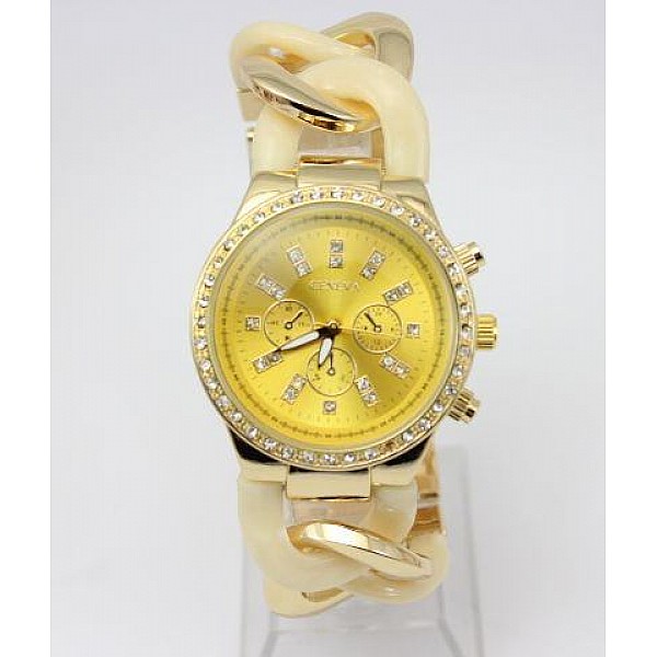  Geneva női karóra - karkötő  Gold Beige