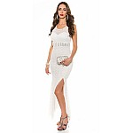 Hosszú fehér divatos ruha Amelina csipkével