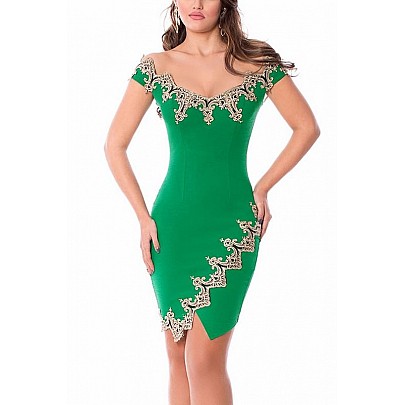 Női ruha kiegészítőkkel Vanda - zöld
