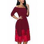 Női ruha Coleta applikációval - burgundy