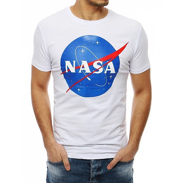 Egyedi férfi fehér póló NASA felirattal vrx4100 Egyedi férfi fehér póló NASA felirattal vrx4100