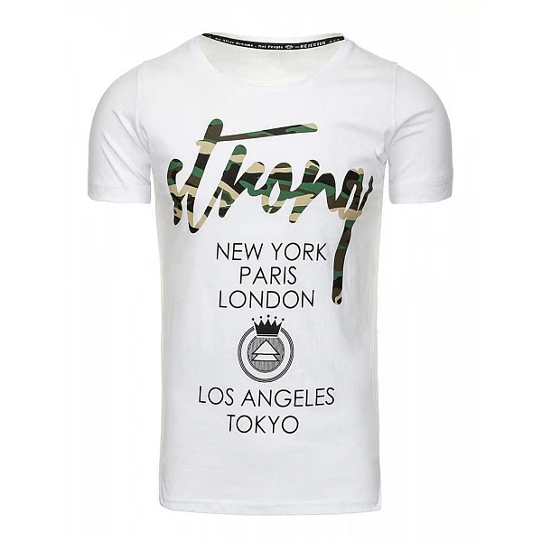 Trendy férfi póló feliratos - fehér vrx2192 Trendy férfi póló feliratos - fehér vrx2192