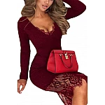 Női csipkés ruha - burgundy Női csipkés ruha - burgundy