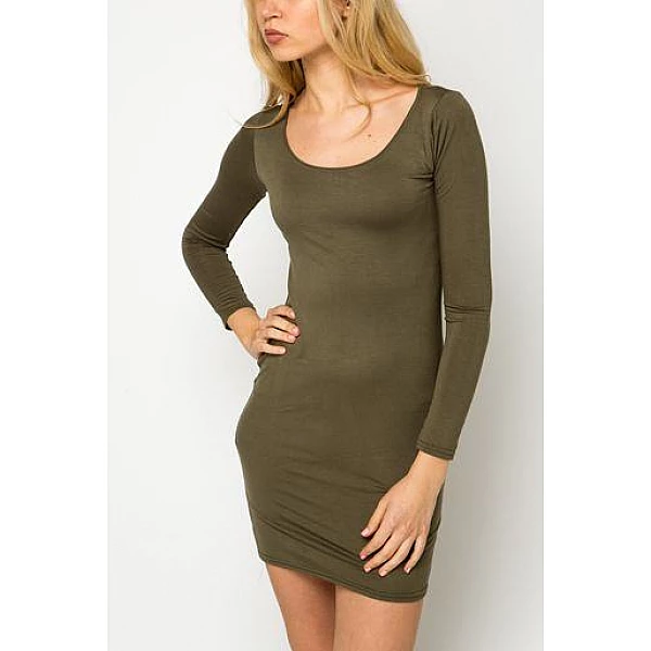Női Bodycon zöld ruha - olíva színben Női Bodycon zöld ruha - olíva színben