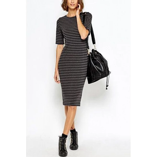 Női Striped ruha szürke Női Striped ruha szürke