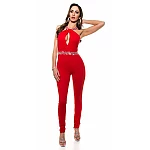 Női overall kövekkel díszítve Kaylie - piros Női overall kövekkel díszítve Kaylie - piros