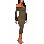 Bodycon ruha gombokkal Rena - zöld Bodycon ruha gombokkal Rena - zöld