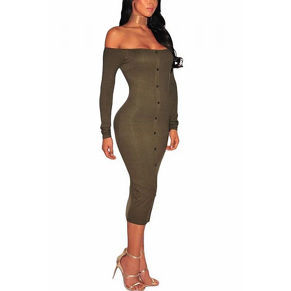 Bodycon ruha gombokkal Rena - zöld Bodycon ruha gombokkal Rena - zöld
