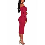 Bodycon ruha gombokkal Rena - piros Bodycon ruha gombokkal Rena - piros