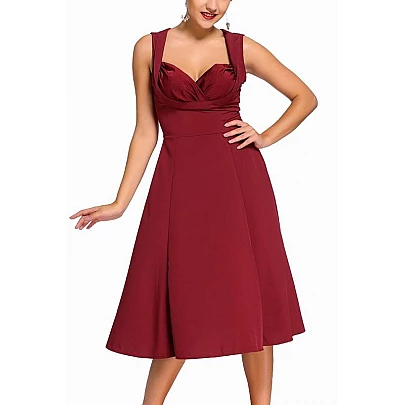 Női retro ruha Talyse - burgundy