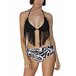 Fürdőruha rojtokkal - fekete fehér Fürdőruha rojtokkal - fekete fehér