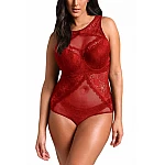 Csipkés plusz size body Blair - piros Csipkés plusz size body Blair - piros