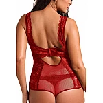 Csipkés plusz size body Blair - piros Csipkés plusz size body Blair - piros