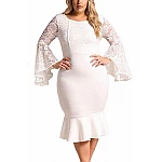 Bodycon plusz size ruha Cameron - fehér Bodycon plusz size ruha Cameron - fehér