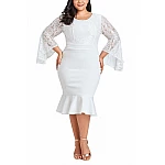 Bodycon plusz size ruha Cameron - fehér Bodycon plusz size ruha Cameron - fehér