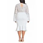 Bodycon plusz size ruha Cameron - fehér Bodycon plusz size ruha Cameron - fehér