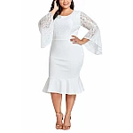 Bodycon plusz size ruha Cameron - fehér Bodycon plusz size ruha Cameron - fehér