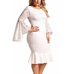 Bodycon plusz size ruha Cameron - fehér Bodycon plusz size ruha Cameron - fehér