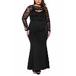 Hosszú plusz size ruha Nadia - fekete Hosszú plusz size ruha Nadia - fekete