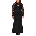 Hosszú plusz size ruha Nadia - fekete Hosszú plusz size ruha Nadia - fekete
