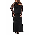 Hosszú plusz size ruha Nadia - fekete Hosszú plusz size ruha Nadia - fekete