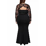 Hosszú plusz size ruha Nadia - fekete Hosszú plusz size ruha Nadia - fekete