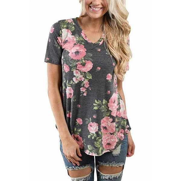 Női póló Floral - szürke Női póló Floral - szürke