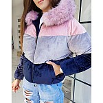 Női háromszínű rózsaszín kabát vty1336