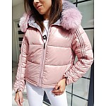 Női rózsaszín téli kabát állítható ujjakkal vty1451