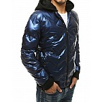 Érdekes férfi kék kapucnis kabát vtx3440